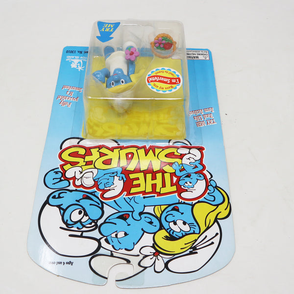 Vintage 1996 90s Ideal Toy Island Peyo The Smurfs Smurfette Smelling Flowers Fully Poseable 3" Animated Action Figure No. 13010 MOC Carded