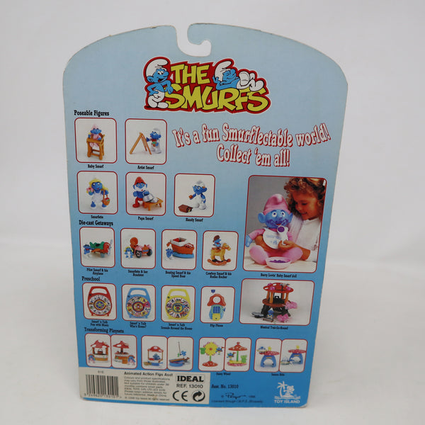 Vintage 1996 90s Ideal Toy Island Peyo The Smurfs Smurfette Smelling Flowers Fully Poseable 3" Animated Action Figure No. 13010 MOC Carded