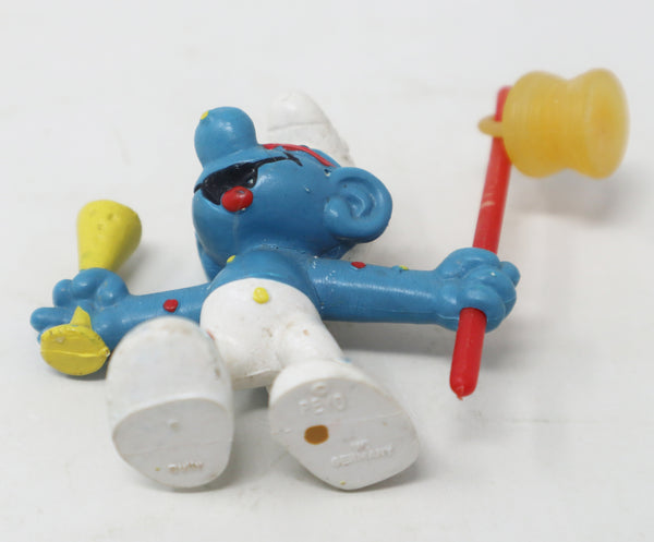 Vintage Bully Peyo The Smurfs Carnival Smurf 2" PVC Figure Figurine West Germany Retro