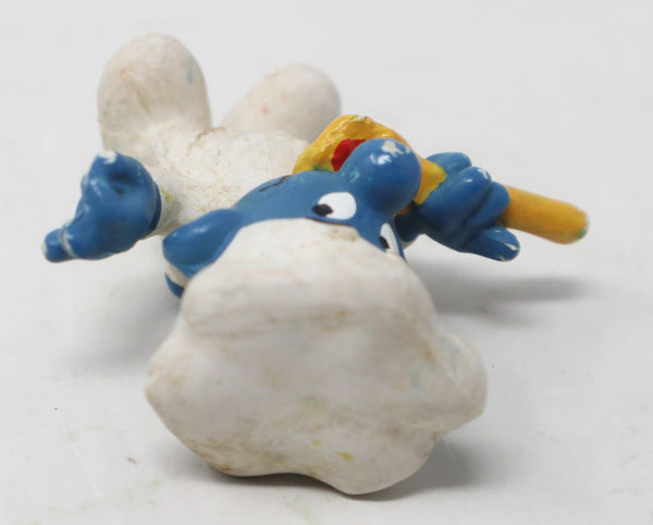 Vintage Schleich Peyo The Smurfs Chef Cooking Smurf Holding Tasting Spoon 2" PVC Figure Figurine West Germany Retro