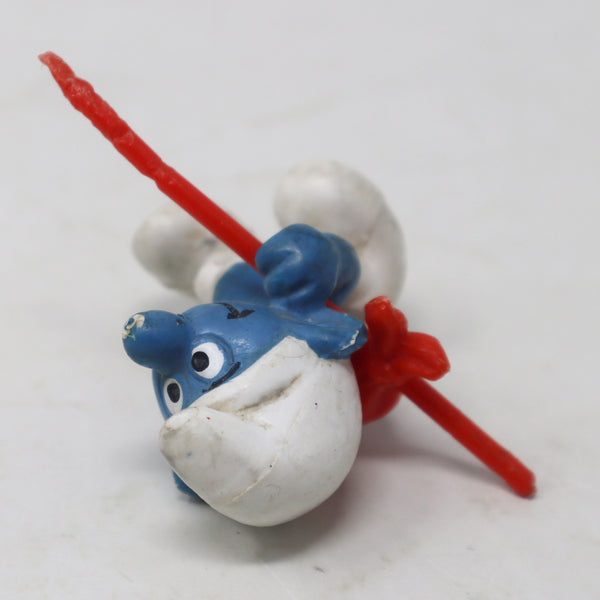 Vintage Bully Peyo The Smurfs Traveller Travelling Smurf 2" PVC Figure Figurine West Germany Retro