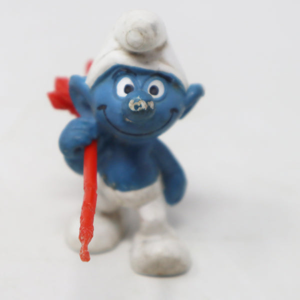 Vintage Bully Peyo The Smurfs Traveller Travelling Smurf 2" PVC Figure Figurine West Germany Retro