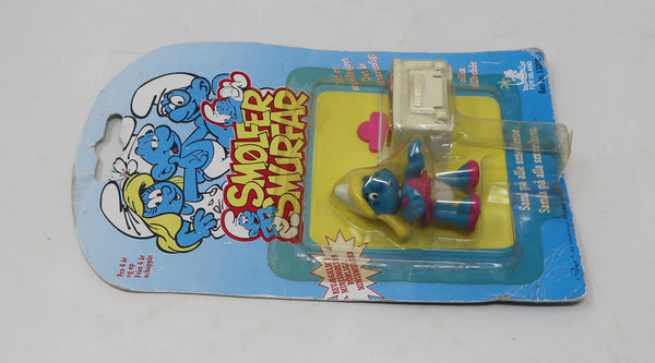 Vintage 1996 90s Toy Island Peyo The Smurfs Smurf Minimates Smurfette With Cooker Oven Stove Fully Poseable 2" Figure No. 13000 MOC Carded Retro