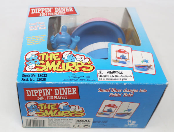 Vintage 1996 90s Ideal Toy Island Peyo The Smurfs Dippin' Diner / Fishin' Hole 2-in-1 Fun Playset Exclusive Greedy Figure MISB Boxed Sealed