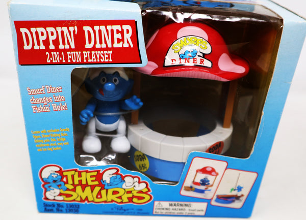 Vintage 1996 90s Ideal Toy Island Peyo The Smurfs Dippin' Diner / Fishin' Hole 2-in-1 Fun Playset Exclusive Greedy Figure MISB Boxed Sealed