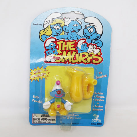 Vintage 1996 90s Toy Island Peyo The Smurfs Smurf Minimates Clown Fully Poseable 2" Figure No. 13000 MOC Carded Retro