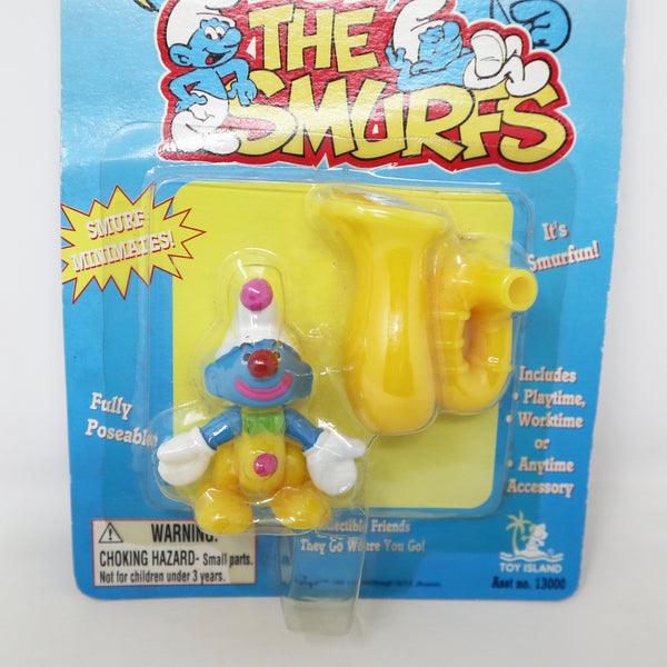 Vintage 1996 90s Toy Island Peyo The Smurfs Smurf Minimates Clown Fully Poseable 2" Figure No. 13000 MOC Carded Retro