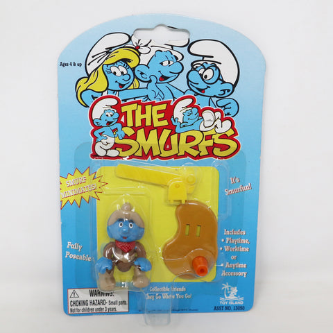 Vintage 1996 90s Toy Island Peyo The Smurfs Smurf Minimates Fully Poseable Cowboy Fully Poseable 2" Figure No. 13050 MOC Carded Retro
