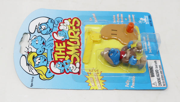 Vintage 1996 90s Toy Island Peyo The Smurfs Smurf Minimates Fully Poseable Cowboy Fully Poseable 2" Figure No. 13050 MOC Carded Retro