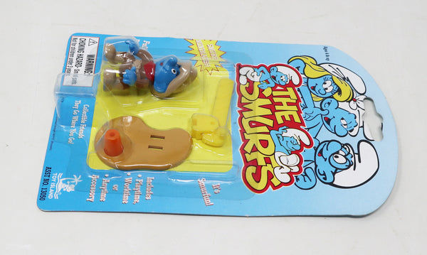 Vintage 1996 90s Toy Island Peyo The Smurfs Smurf Minimates Fully Poseable Cowboy Fully Poseable 2" Figure No. 13050 MOC Carded Retro