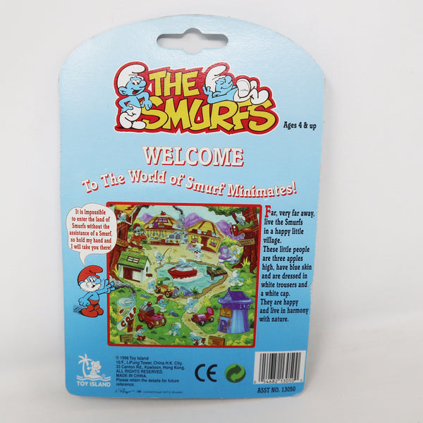 Vintage 1996 90s Toy Island Peyo The Smurfs Smurf Minimates Fully Poseable Cowboy Fully Poseable 2" Figure No. 13050 MOC Carded Retro