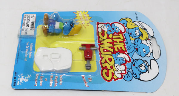 Vintage 1996 90s Toy Island Peyo The Smurfs Smurf Minimates Workman Fully Poseable 2" Figure No. 13050 MOC Carded Retro