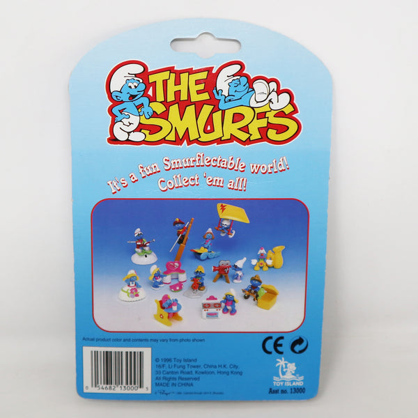 Vintage 1996 90s Toy Island Peyo The Smurfs Smurf Minimates Workman Fully Poseable 2" Figure No. 13050 MOC Carded Retro
