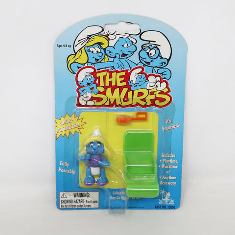 Vintage 1996 90s Toy Island Peyo The Smurfs Smurf Minimates Smurfette Fully Poseable 2" Figure No. 13050 MOC Carded Retro