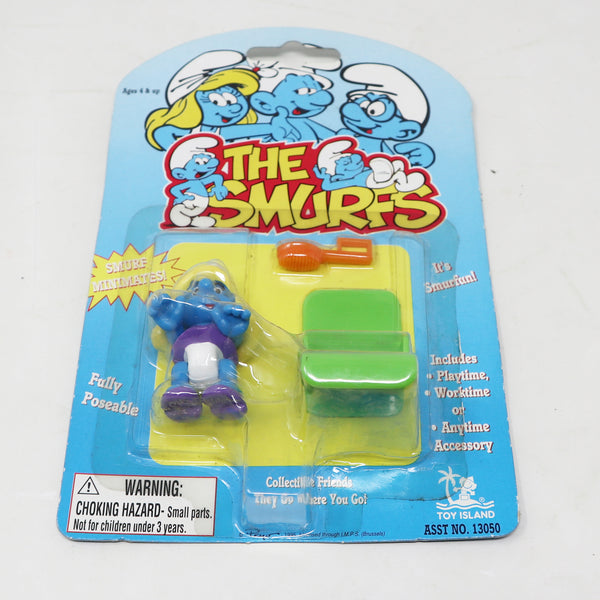 Vintage 1996 90s Toy Island Peyo The Smurfs Smurf Minimates Smurfette Fully Poseable 2" Figure No. 13050 MOC Carded Retro
