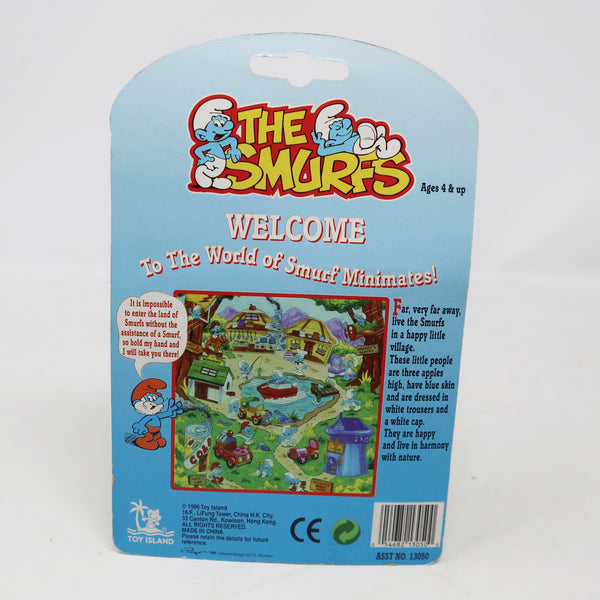 Vintage 1996 90s Toy Island Peyo The Smurfs Smurf Minimates Smurfette Fully Poseable 2" Figure No. 13050 MOC Carded Retro