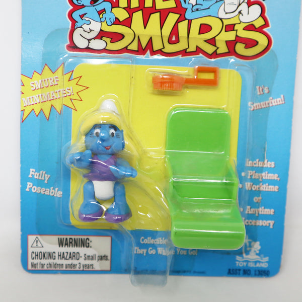 Vintage 1996 90s Toy Island Peyo The Smurfs Smurf Minimates Smurfette Fully Poseable 2" Figure No. 13050 MOC Carded Retro