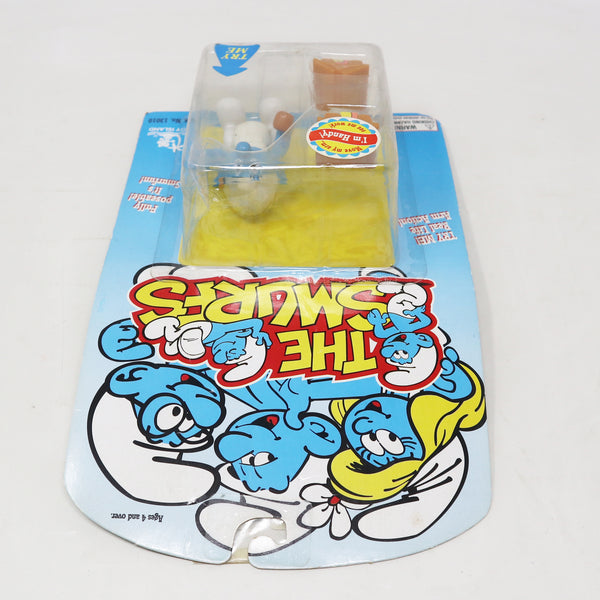 Vintage 1996 90s Ideal Toy Island Peyo The Smurfs Smurf Handyman Fully Poseable 3" Animated Action Figure No. 13010 MOC Carded Retro