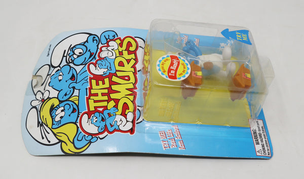 Vintage 1996 90s Ideal Toy Island Peyo The Smurfs Smurf Handyman Fully Poseable 3" Animated Action Figure No. 13010 MOC Carded Retro