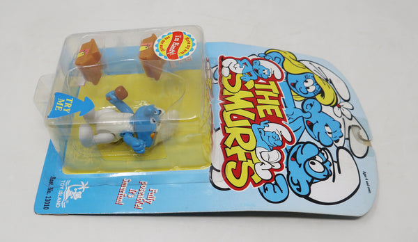 Vintage 1996 90s Ideal Toy Island Peyo The Smurfs Smurf Handyman Fully Poseable 3" Animated Action Figure No. 13010 MOC Carded Retro