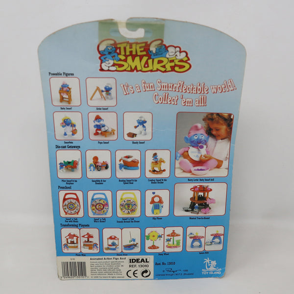 Vintage 1996 90s Ideal Toy Island Peyo The Smurfs Smurf Handyman Fully Poseable 3" Animated Action Figure No. 13010 MOC Carded Retro