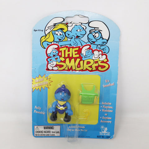Vintage 1996 90s Toy Island Peyo The Smurfs Smurf Minimates Cowboy Fully Poseable 2" Figure No. 13050 MOC Carded Retro