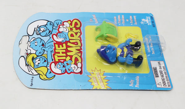 Vintage 1996 90s Toy Island Peyo The Smurfs Smurf Minimates Cowboy Fully Poseable 2" Figure No. 13050 MOC Carded Retro