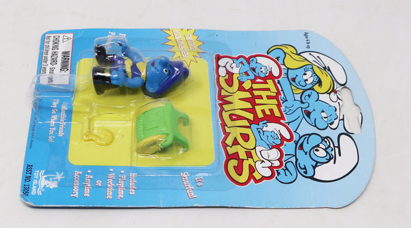Vintage 1996 90s Toy Island Peyo The Smurfs Smurf Minimates Cowboy Fully Poseable 2" Figure No. 13050 MOC Carded Retro