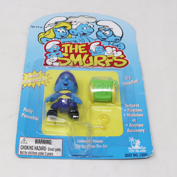 Vintage 1996 90s Toy Island Peyo The Smurfs Smurf Minimates Cowboy Fully Poseable 2" Figure No. 13050 MOC Carded Retro