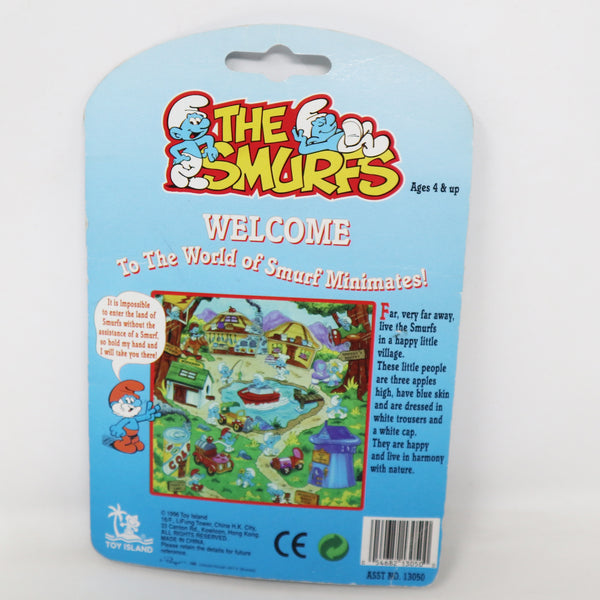 Vintage 1996 90s Toy Island Peyo The Smurfs Smurf Minimates Cowboy Fully Poseable 2" Figure No. 13050 MOC Carded Retro