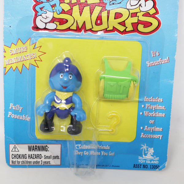 Vintage 1996 90s Toy Island Peyo The Smurfs Smurf Minimates Cowboy Fully Poseable 2" Figure No. 13050 MOC Carded Retro