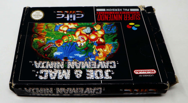 Vintage 1991 90s Super Nintendo Entertainment System SNES Joe & Mac Caveman Ninja Cartridge Video Game Boxed Pal Version