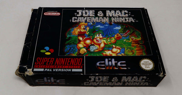 Vintage 1991 90s Super Nintendo Entertainment System SNES Joe & Mac Caveman Ninja Cartridge Video Game Boxed Pal Version