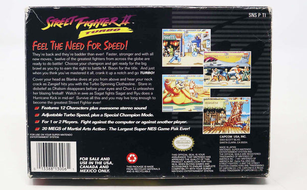 Vintage 1991 90s Super Nintendo Entertainment System SNES Street Fighter II 2 Turbo Video Game Boxed NTSC