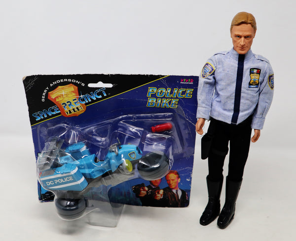 Vintage 1994 90s Vivid Imaginations Gerry Anderson's Space Precinct 2040 Police Bike Vehicle Carded MOC + Lieutenant Brogan Fully Poseable 12" Action Figure