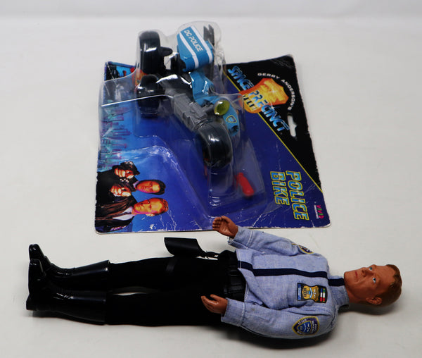 Vintage 1994 90s Vivid Imaginations Gerry Anderson's Space Precinct 2040 Police Bike Vehicle Carded MOC + Lieutenant Brogan Fully Poseable 12" Action Figure