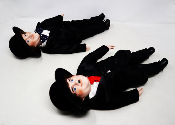 Vintage The Leonardo Collection Stan Laurel & Oliver Hardy Hand Painted Porcelain Dolls Figures Figurines Ornaments Knick Knacks Boxed Rare
