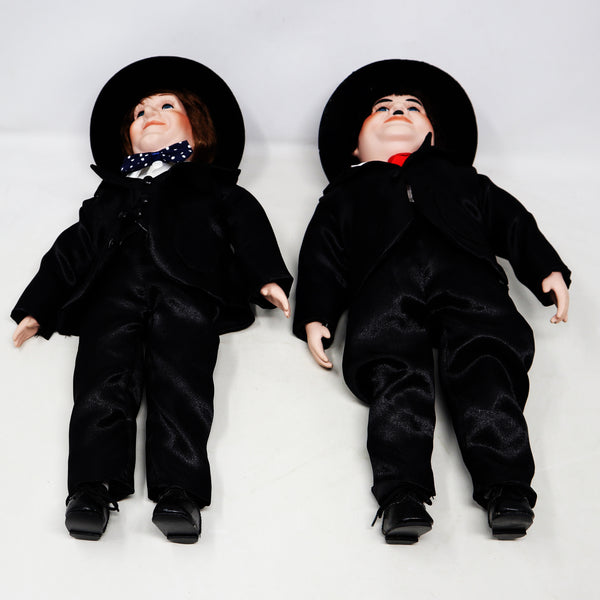 Vintage The Leonardo Collection Stan Laurel & Oliver Hardy Hand Painted Porcelain Dolls Figures Figurines Ornaments Knick Knacks Boxed Rare