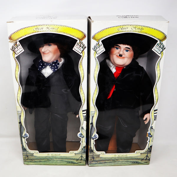 Vintage The Leonardo Collection Stan Laurel & Oliver Hardy Hand Painted Porcelain Dolls Figures Figurines Ornaments Knick Knacks Boxed Rare
