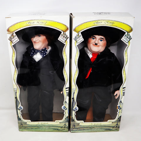Vintage The Leonardo Collection Stan Laurel & Oliver Hardy Hand Painted Porcelain Dolls Figures Figurines Ornaments Knick Knacks Boxed Rare