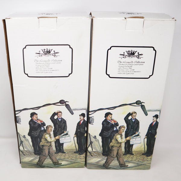 Vintage The Leonardo Collection Stan Laurel & Oliver Hardy Hand Painted Porcelain Dolls Figures Figurines Ornaments Knick Knacks Boxed Rare