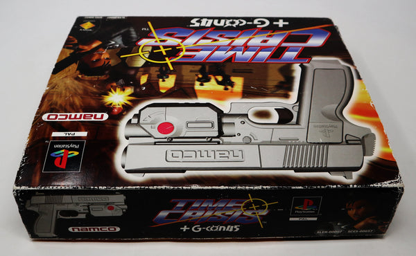 Vintage 1996 90s Sony Playstation PS1 Namco Time Crisis Video Game + G-Con45 Light Gun Controller Pal Boxed SLEH-00007 SCES-00657 Retro Gaming