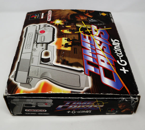 Vintage 1996 90s Sony Playstation PS1 Namco Time Crisis Video Game + G-Con45 Light Gun Controller Pal Boxed SLEH-00007 SCES-00657 Retro Gaming