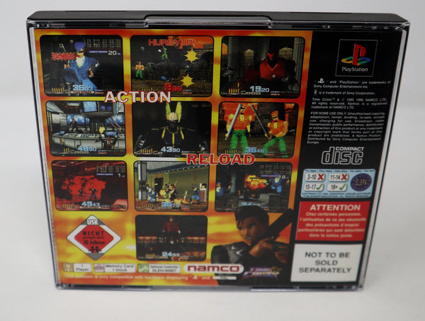 Vintage 1996 90s Sony Playstation PS1 Namco Time Crisis Video Game + G-Con45 Light Gun Controller Pal Boxed SLEH-00007 SCES-00657 Retro Gaming