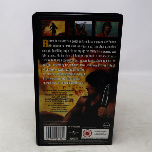 Vintage 2001 Universal Pictures Rambo First Blood Part II 2 Pal VHS (Video Home System) Tape Sylvester Stallone