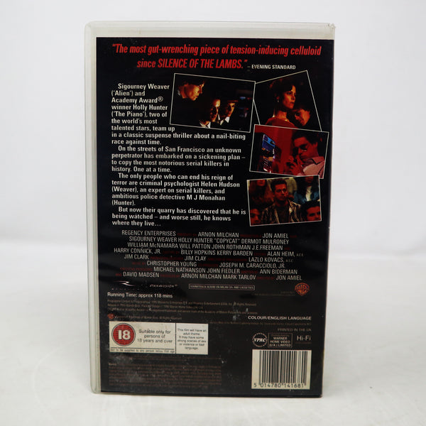 Vintage 1996 90s Sigouney Weaver Holly Hunter Copycat VHS Video Home System Tape Rare Big Box Blockbuster Ex-Rental PAL Version Thriller