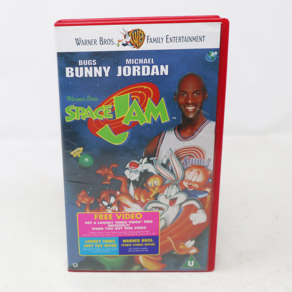 Vintage 1997 90s Warner Bros. Space Jam Pal VHS (Video Home System) Tape Michael Jordan Bugs Bunny Retro