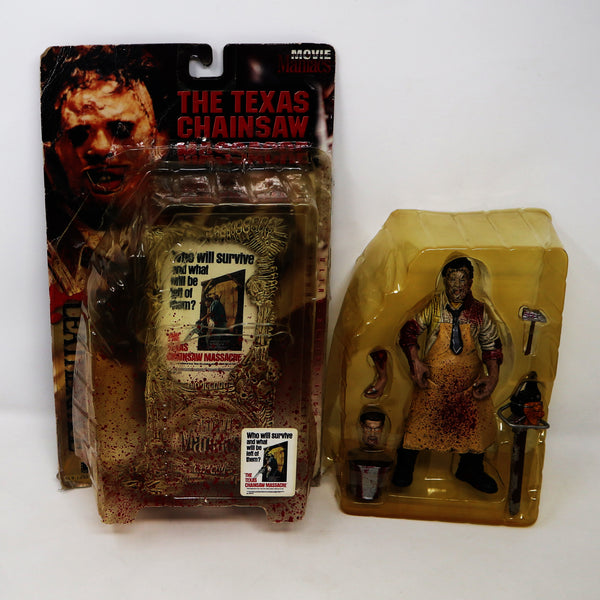 Vintage 1998 90s Movie Maniacs Series 1 The Texas Chainsaw Massacre Leatherface Figure Bloody Version Opened With Packaging Card Rare