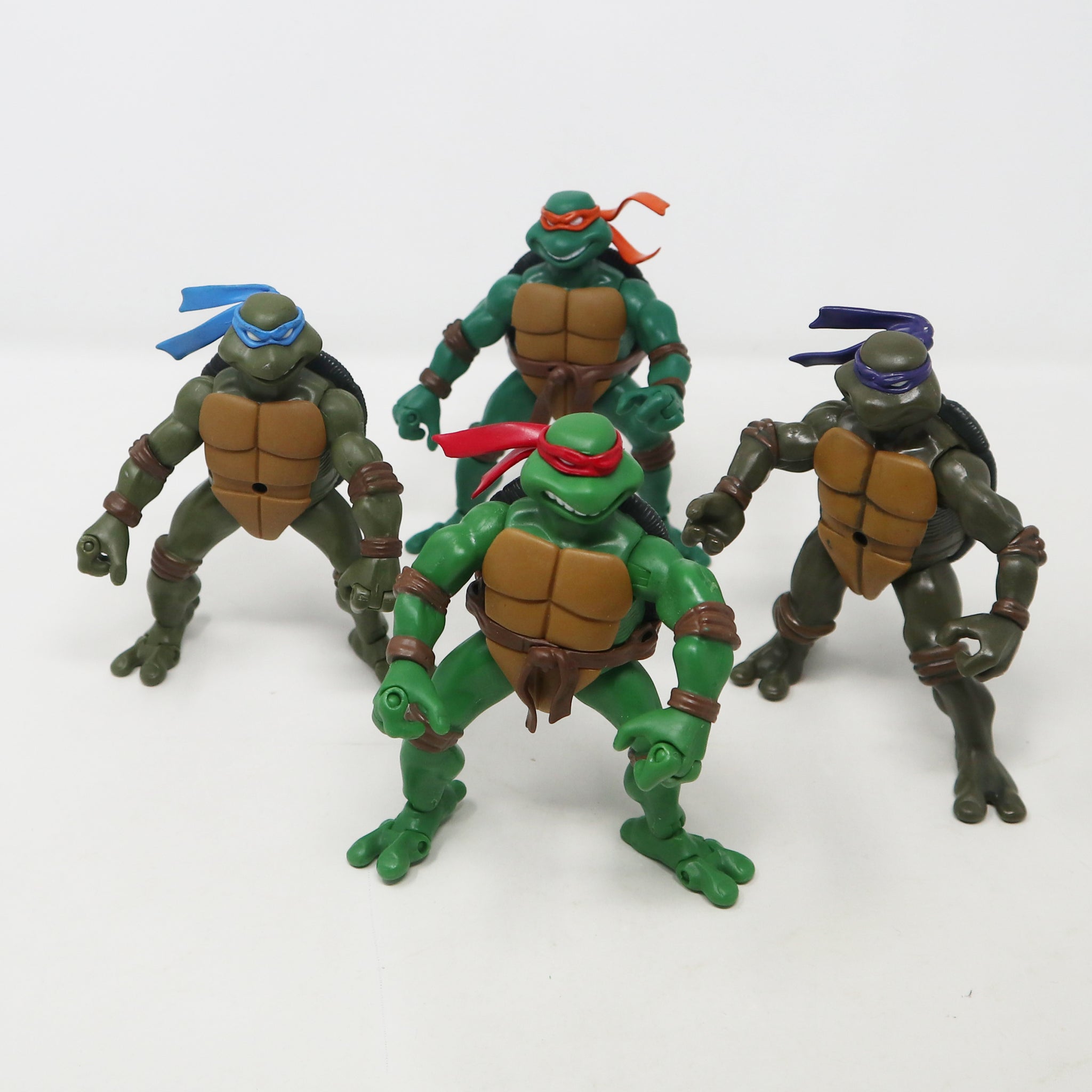 Vintage 2002 Playmates Toys Teenage Mutant Ninja Turtles (TMNT) Lot 4 Action Figures (Donatello, Michaelangelo, Leonardo and Raphael)