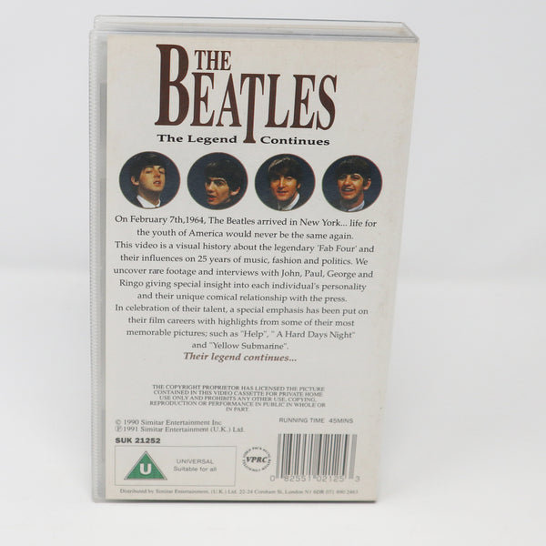 Vintage 1991 90s Similar Entertainment The Beatles The Legend Continues PAL VHS (Video Home System) Tape